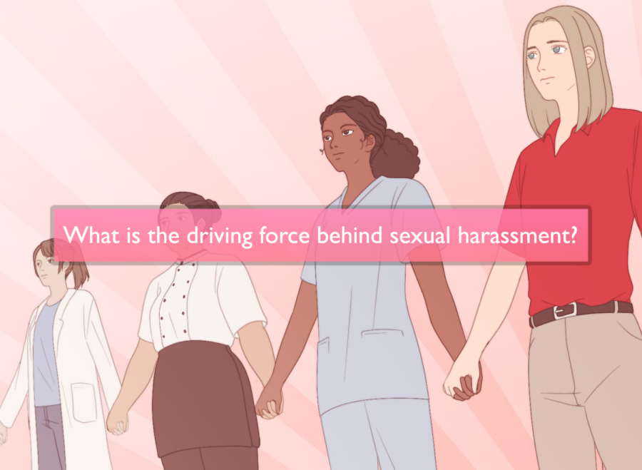 Women standing together against harassment with the title highlighted text