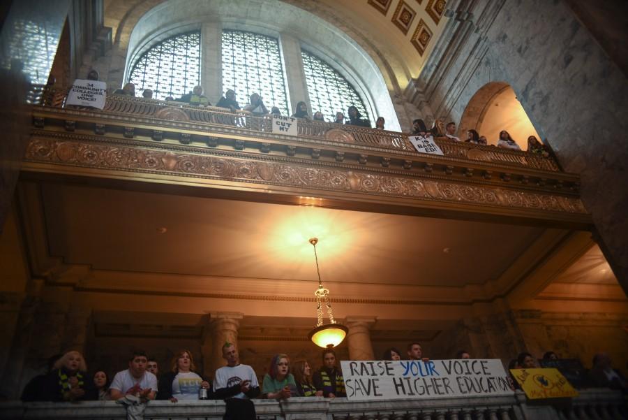 Students fill the Capitol building in support for school funding. 