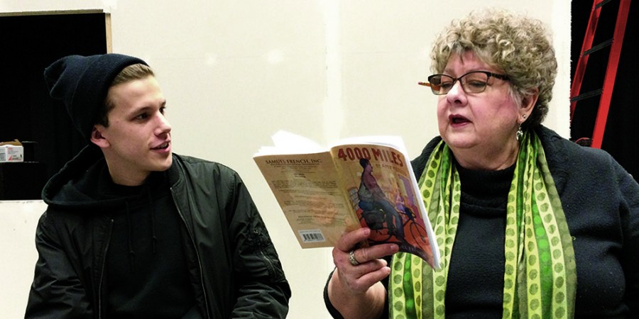 Photos of the actor playing Leo (left,) and the actress playing his grandmother Vera (right,) during rehearsal for the play.