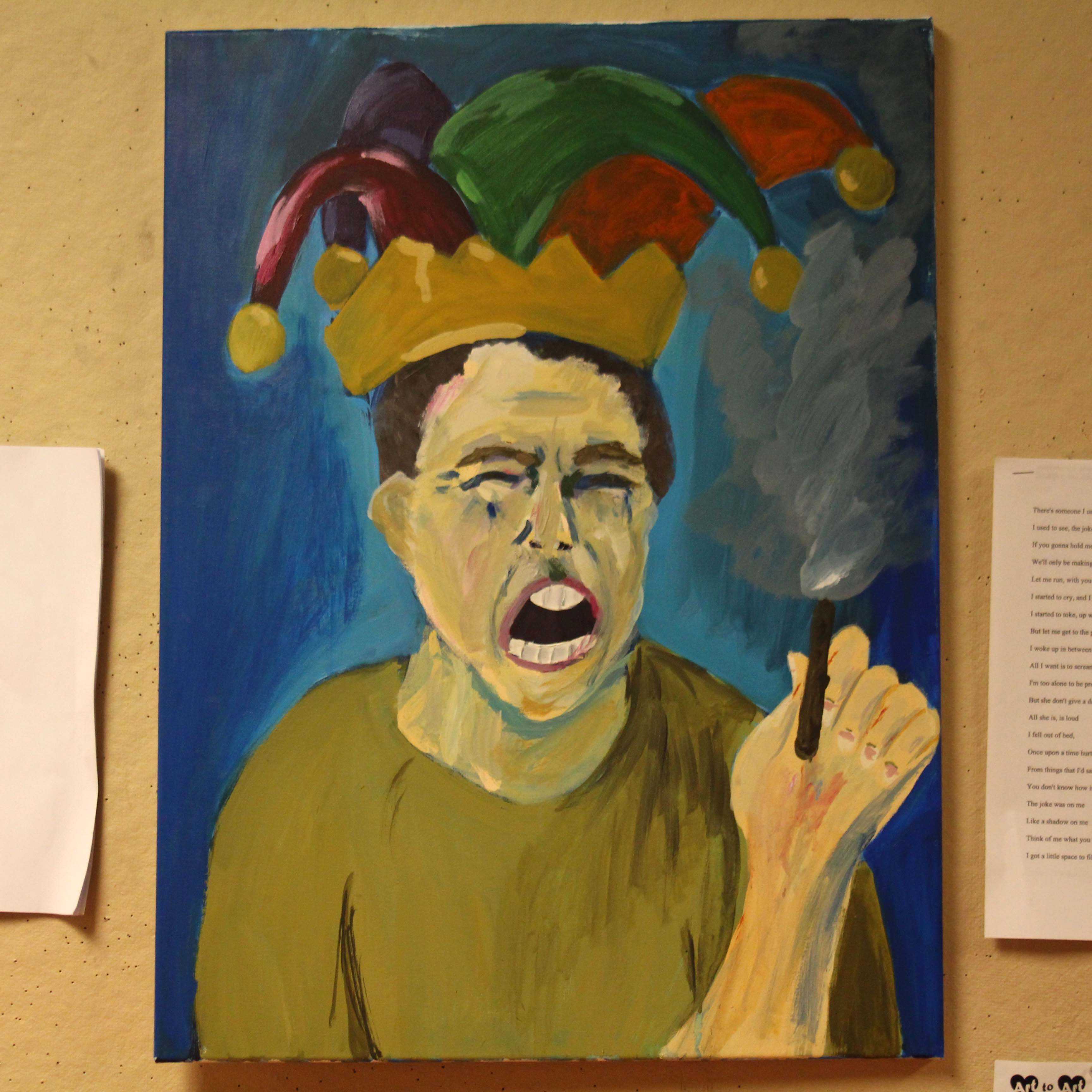 The painter, Cyndi Omura, and the poet, Cory Carlson, discuss their collaborated piece, “The Closing of Claudio,” about a man remembering walking in the fields with his love as he battles depression.