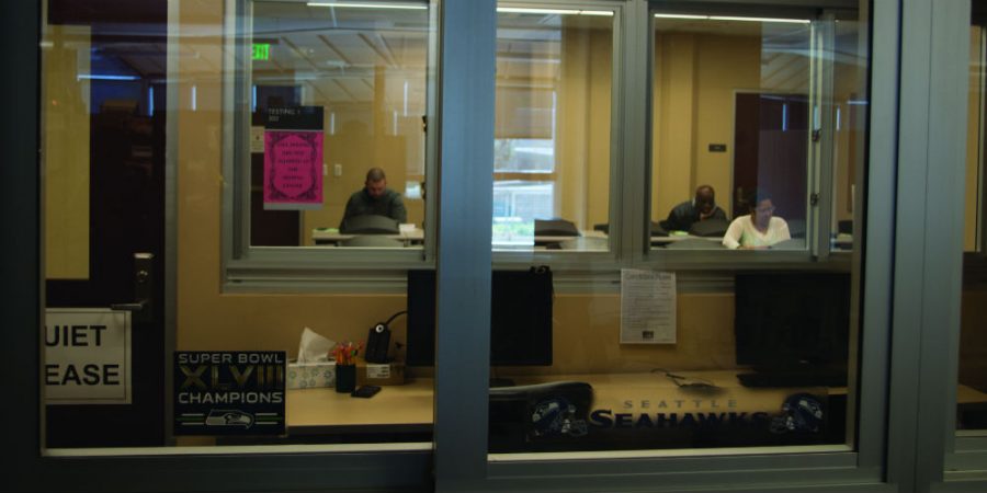 Students take the Compass test inside of Pierce’s Testing Center.  Soon, this room could be empty.