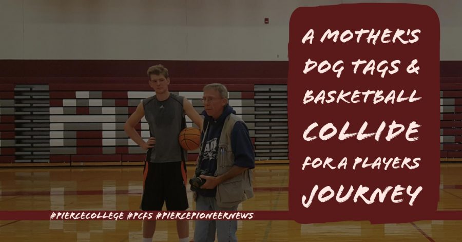 Max Bond (left) and History Professor John Simpson (right) survey the court after the end of a grueling basketball practice.