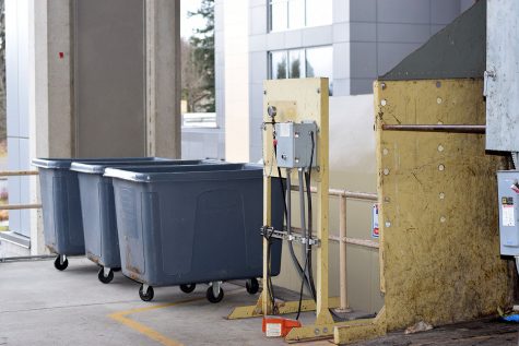 trash bins and trash compactor