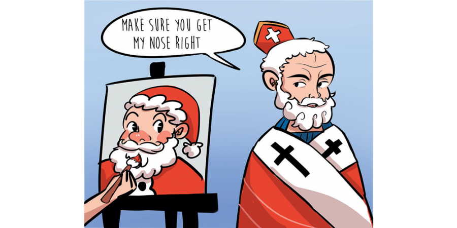 Santa Claus and a bishop illustration