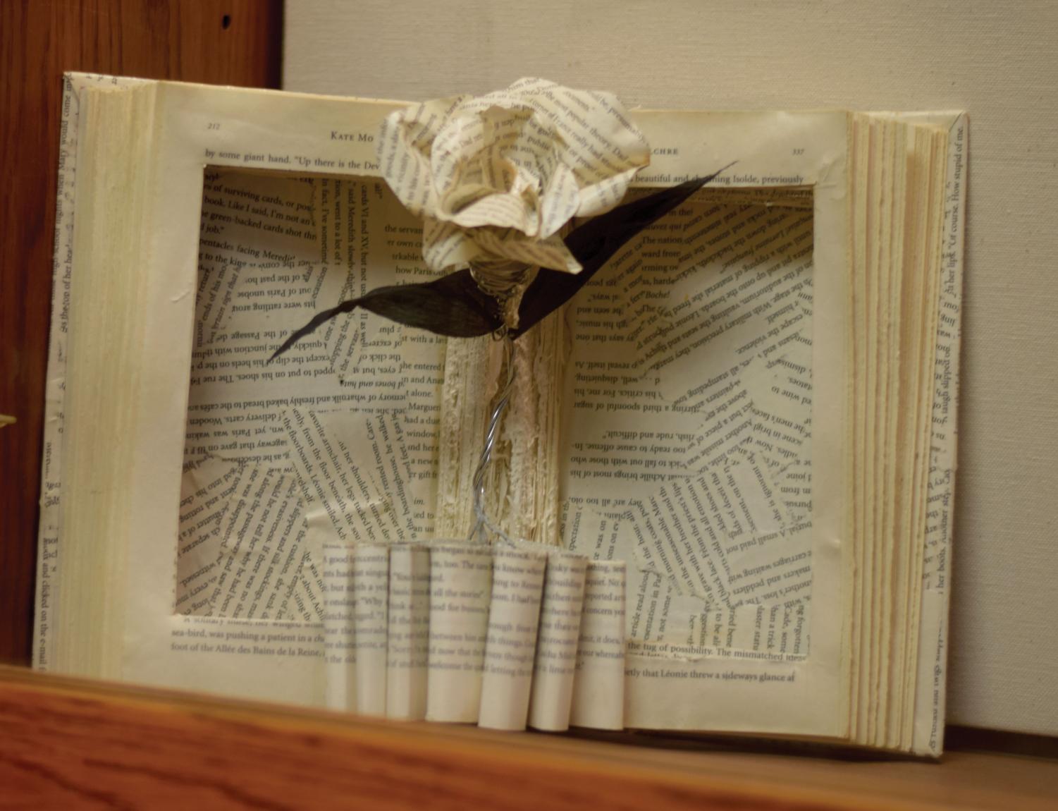 Student art display encourages altering books