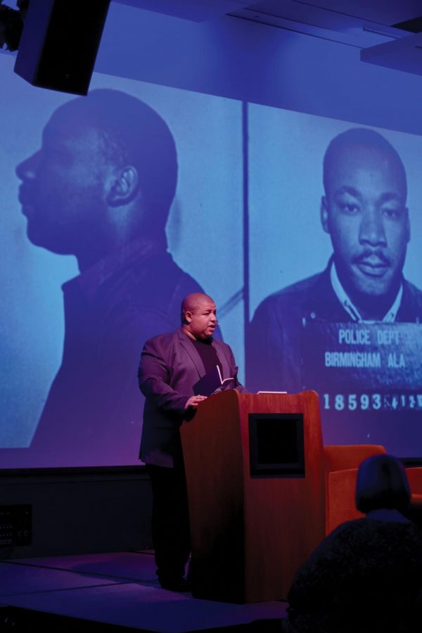 Critically acclaimed poet Jordan Chaney spoke in the Performance Lounge on January 11. He read poems he had written to a room full of students.