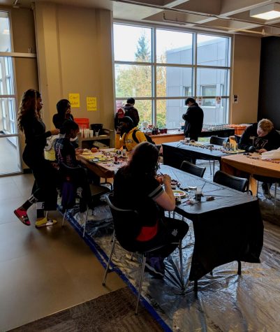 people crafting at tables