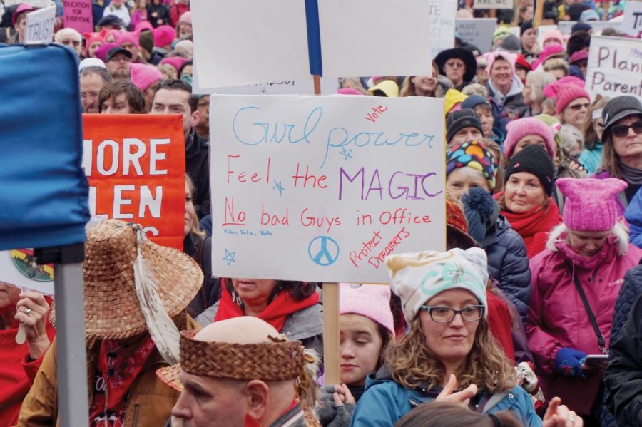 Other signs homemade by protestors with markers and colors