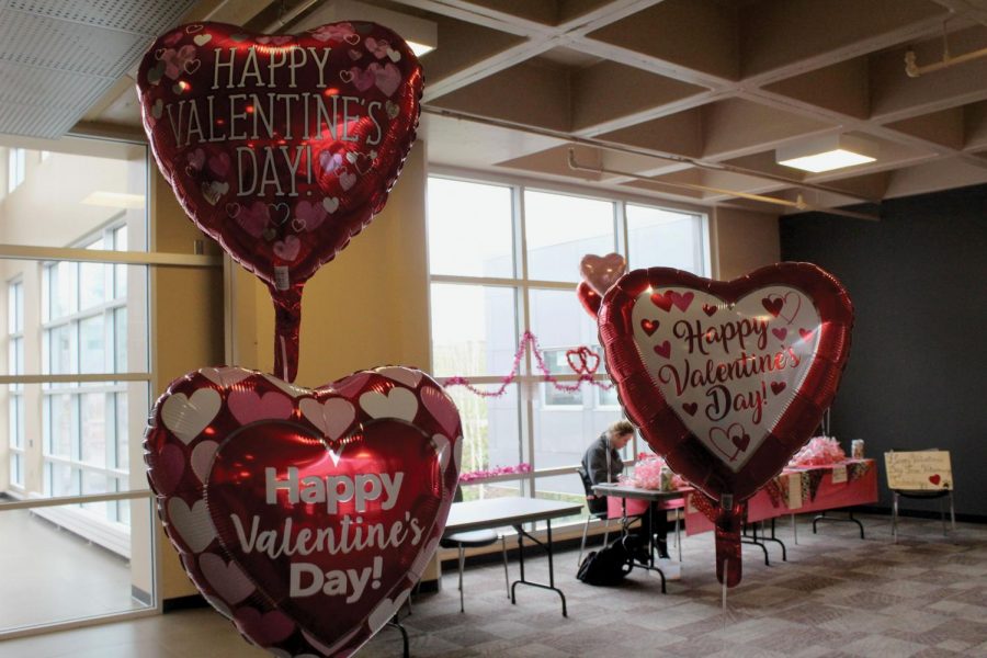 Bright "Happy Valentines Day" balloons were welcoming students in lobby.