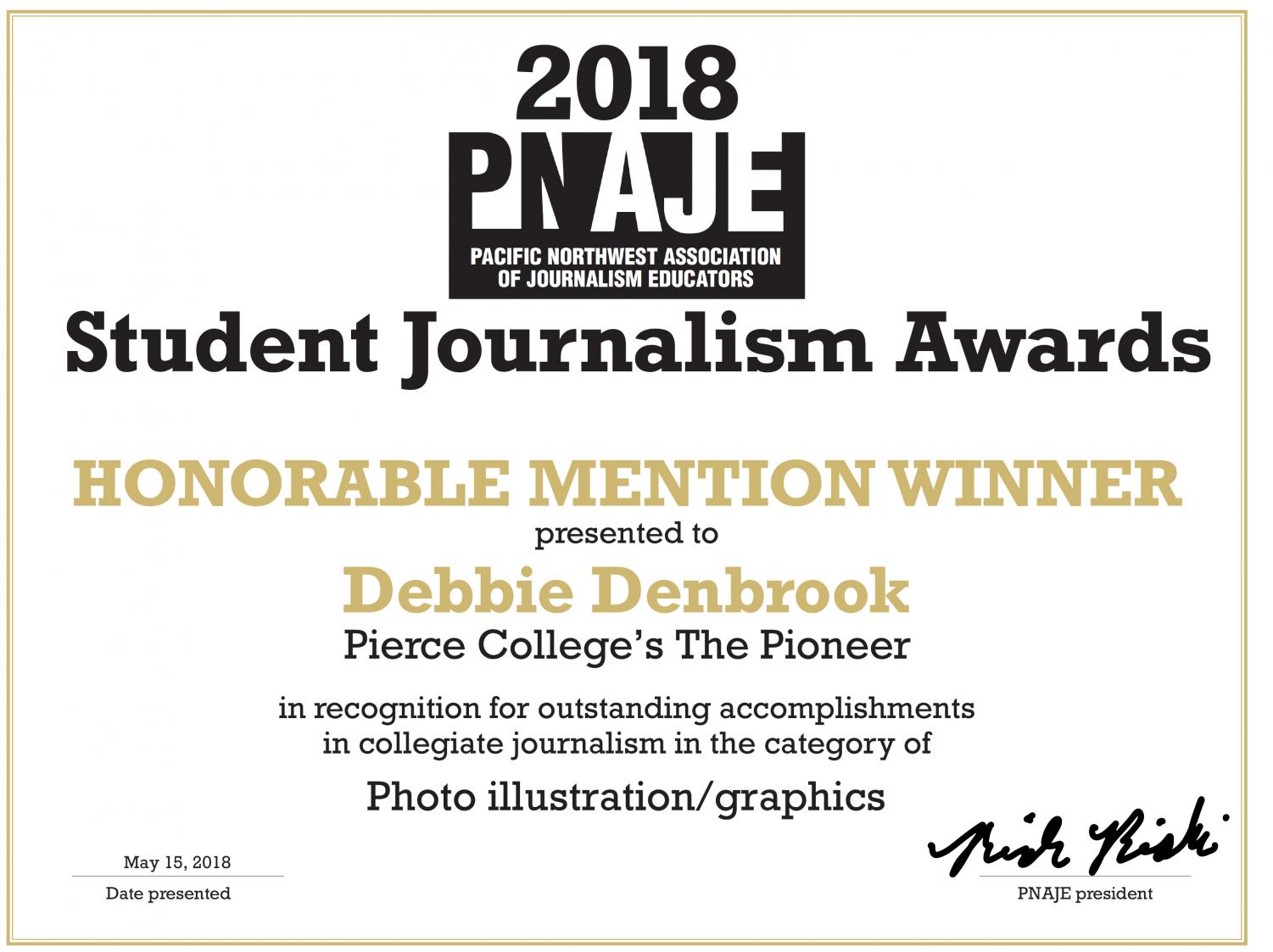 PNAJE 2018 winners in college journalism  contest