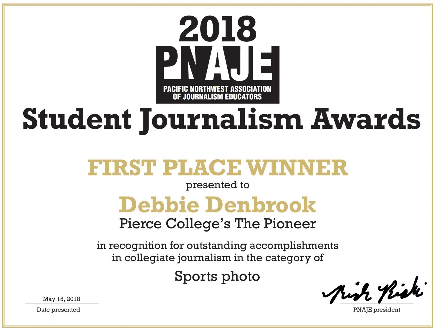 PNAJE 2018 winners in college journalism  contest