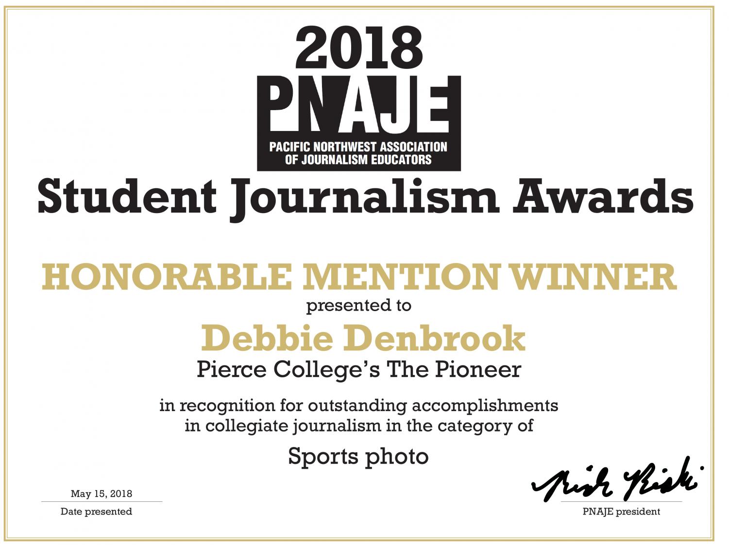 PNAJE 2018 winners in college journalism  contest