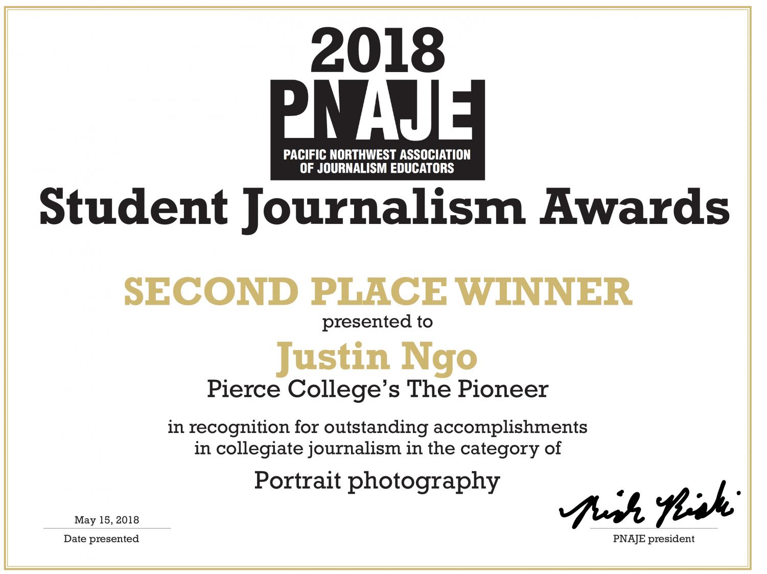 PNAJE 2018 winners in college journalism  contest
