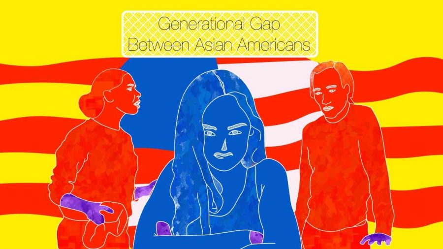 Illustration explain the Generational gap between asian americans